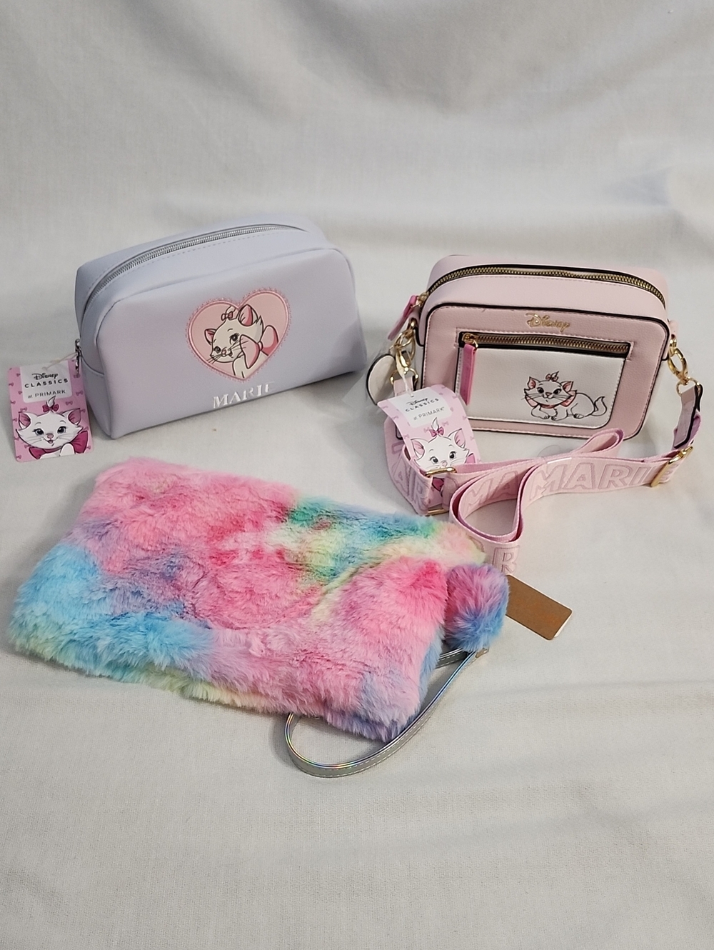 Disney Aristocats Marie Crossbody, Cosmetic Pouch and Furry Crossbody Set